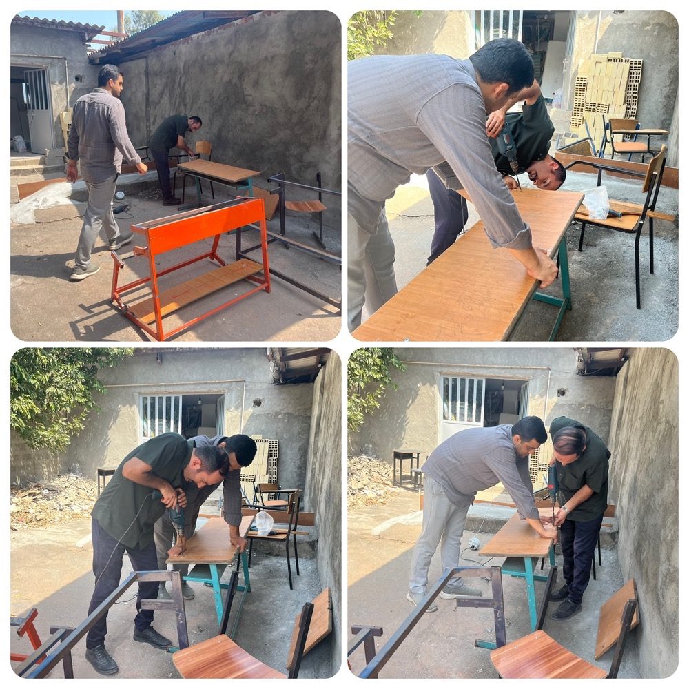 تعمیر و بهسازی میز و نیمکت های مدرسه