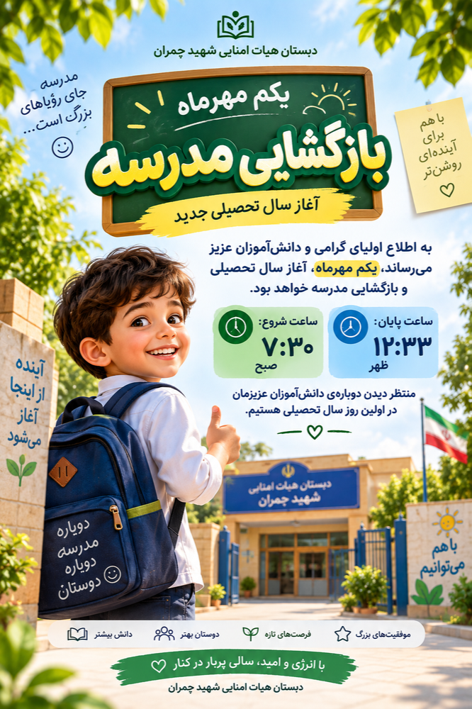 اطلاعیه بازگشایی مدرسه