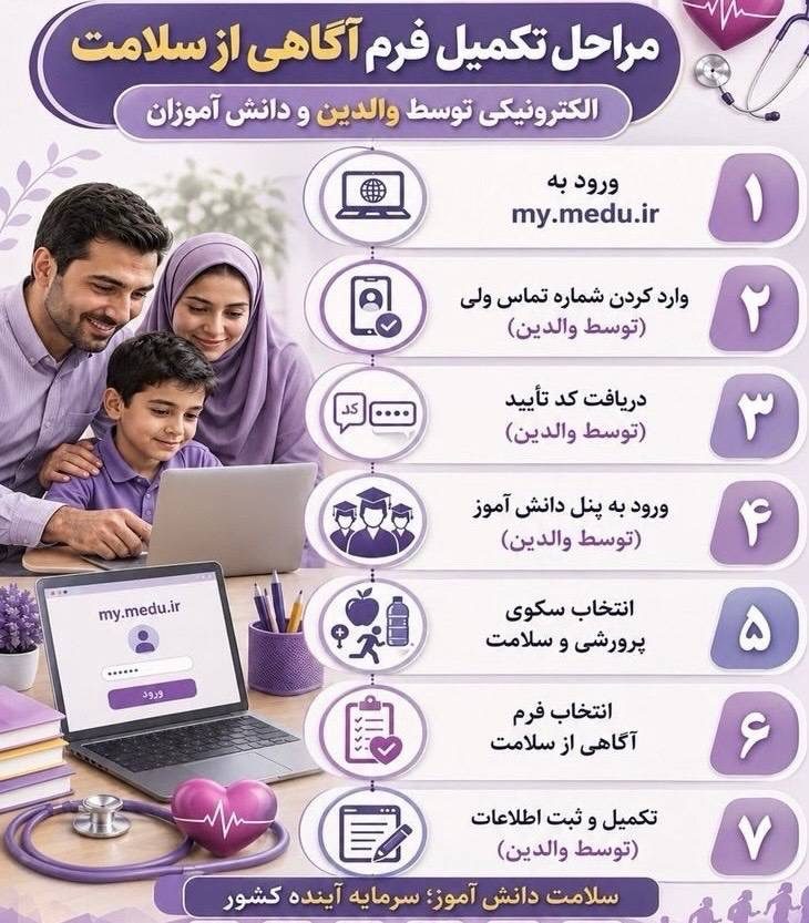 اطلاعیه مهم | تکمیل فرم آگاهی از سلامت دانش‌آموزان